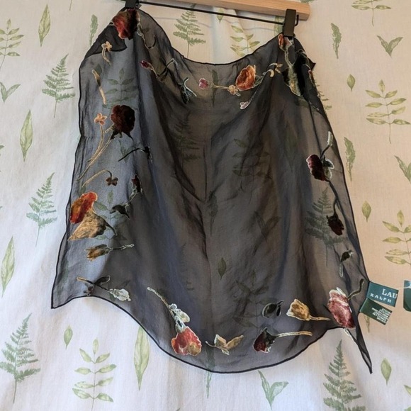 Lauren Ralph Lauren Accessories - Vintage Lauren Ralph Lauren Green Label Sheer Silk Floral Burnout Scarf / Hanky